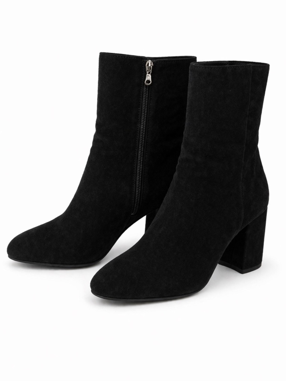 Ann Taylor Black Suede Block Heel Ankle Boots Booties Size 10